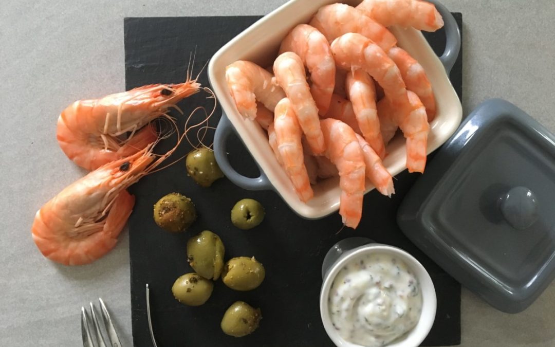 Crevettes sauce moutarde