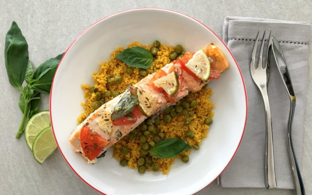 Saumon à la  méditerranéenne basilic et citron vert