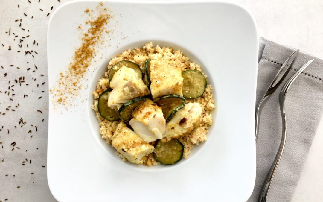 Cabillaud au lait de coco curry et courgettes