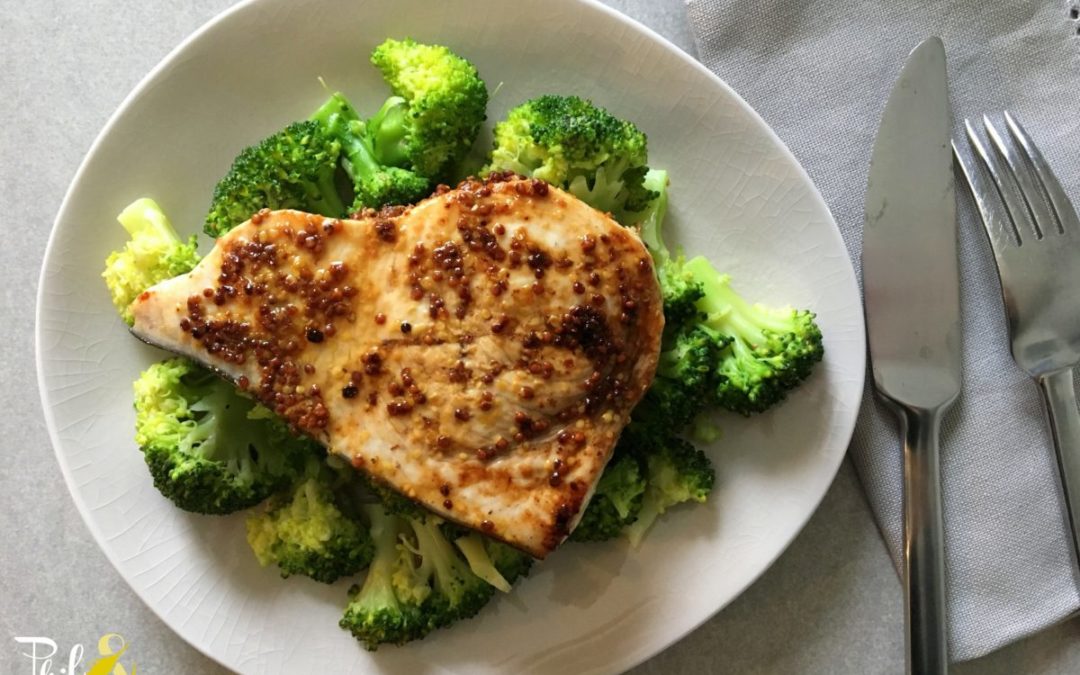 Espadon à la moutarde et brocolis